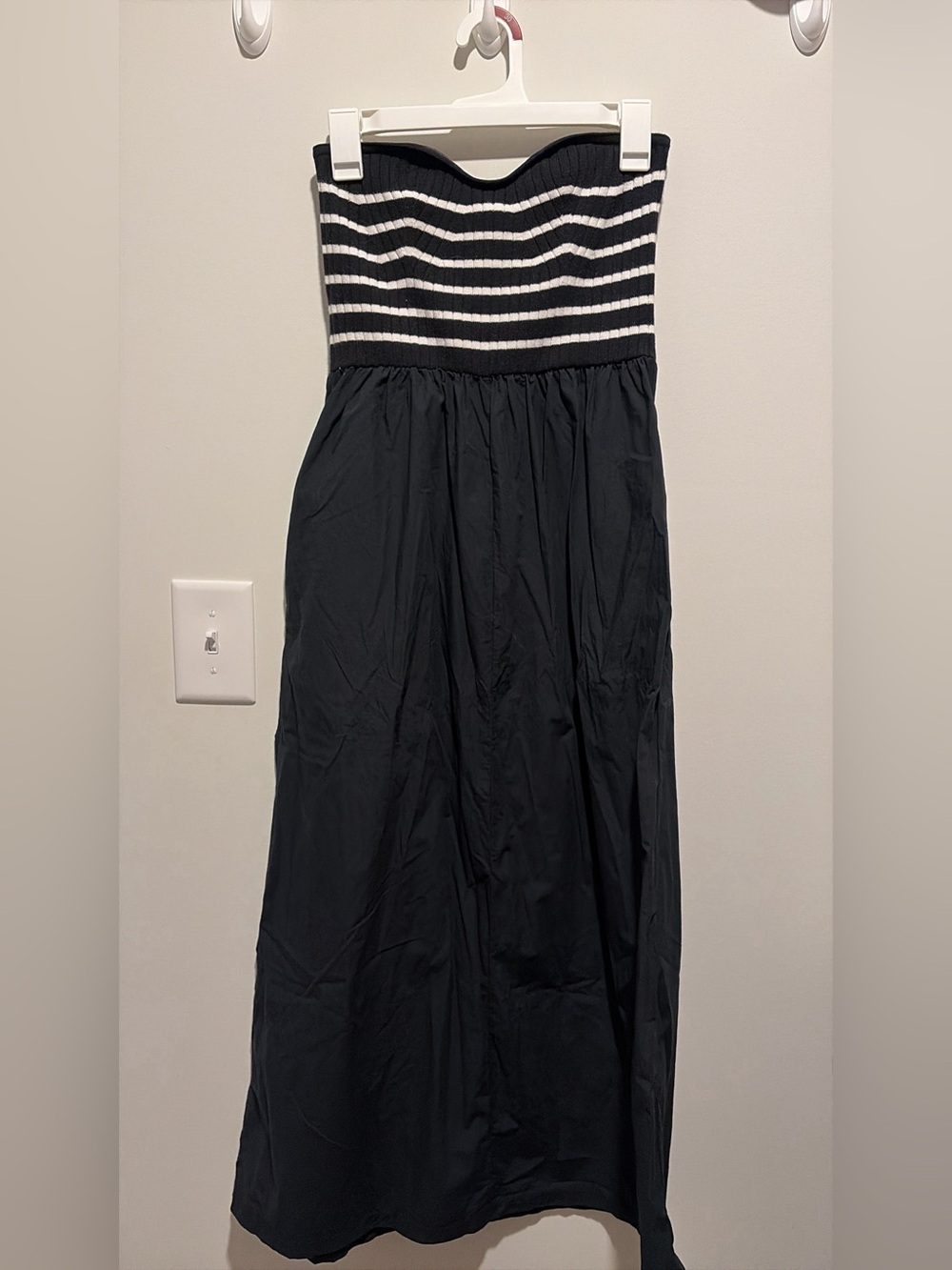 Universal Thread Black Maxi Dress with Striped Knit Bodice